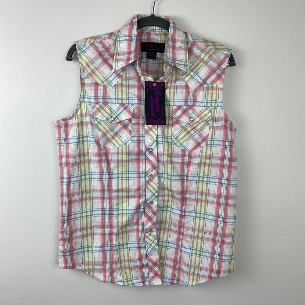 Cowgirl legend, Sleeveless snap front blouse. Size M. NWT